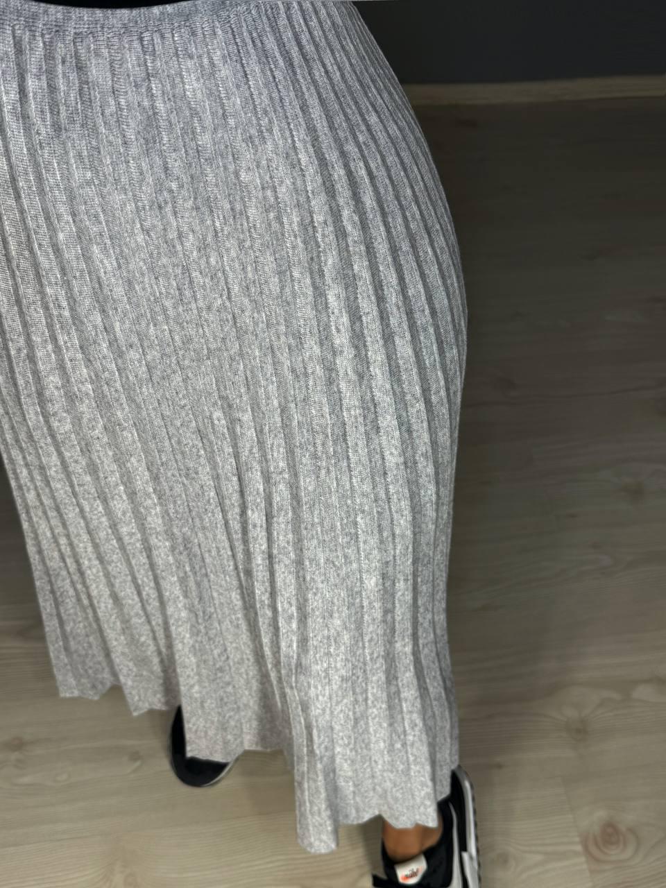 Юбка женская Accorddream 62313 вязаная плиссе миди на резинке OS Серый (5346) - фото 7