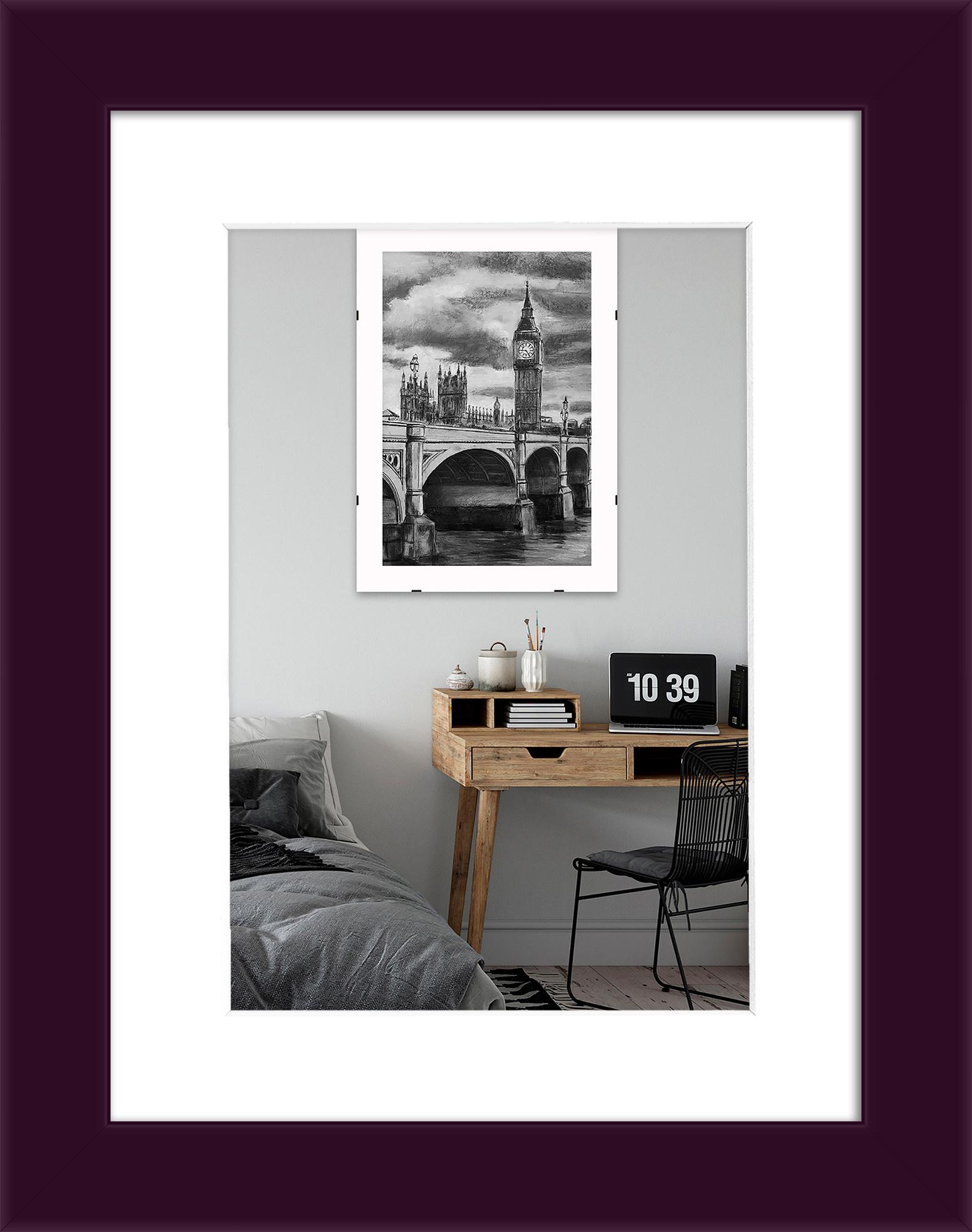 Фоторамка деревянная EmojiFrame 15х20 см под фото 10х15 см AH2220-02 пластиковое стекло 0,8 мм паспарту Фиолетовый