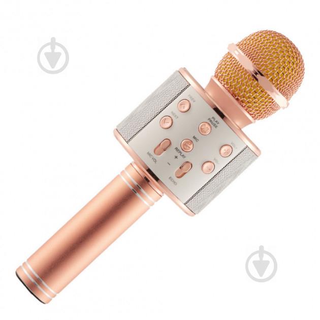 Беспроводный Bluetooth караоке микрофон с изменением голоса WSTER WS-858 Розовый Original Rose Gold