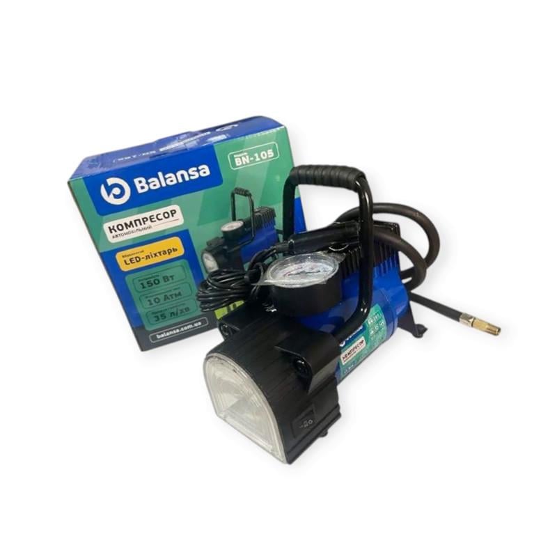 Компрессор Balansa 10атм/35 л/12А/1 м шланг/насадки/сумка/ліхтар BN-105 (3064548706)