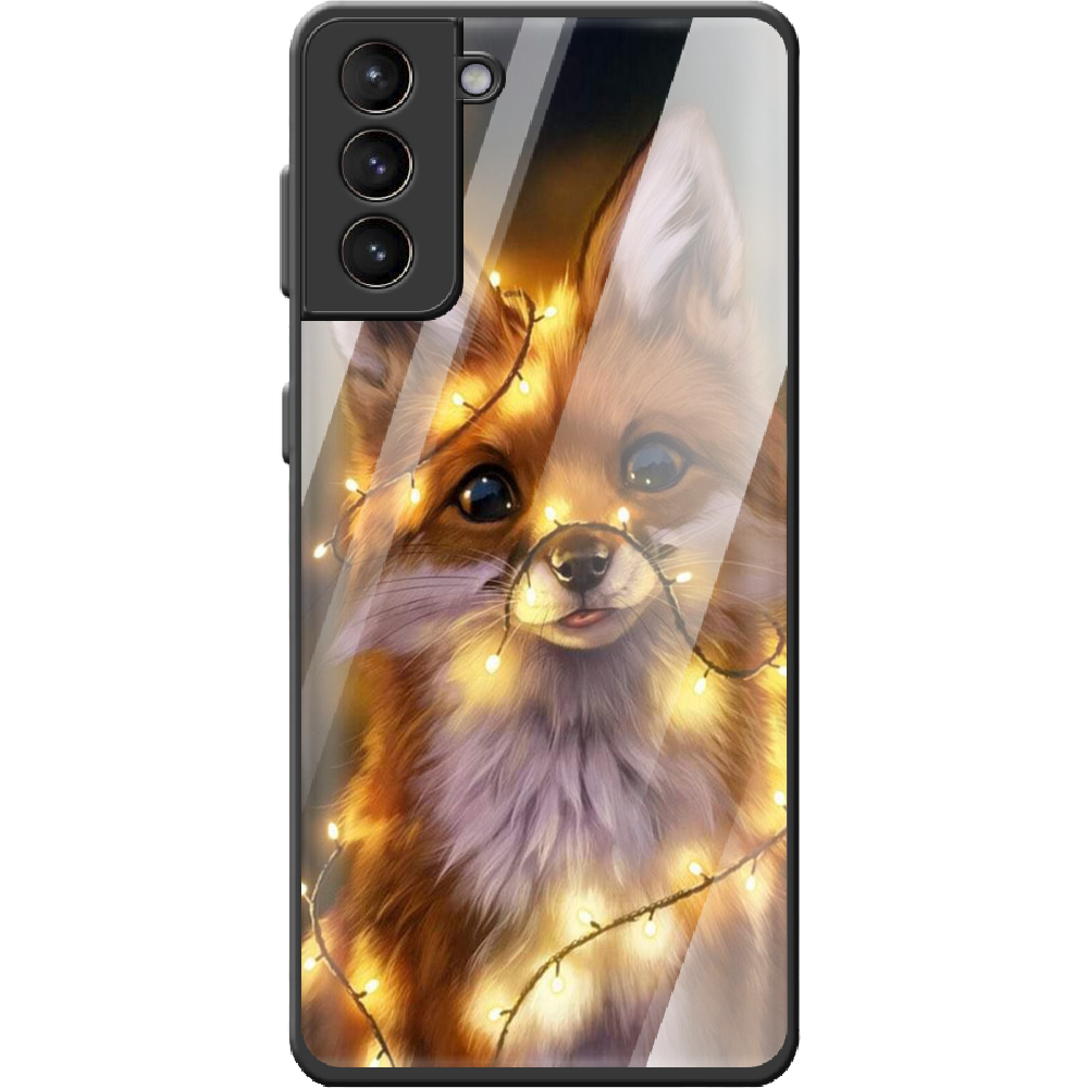 Чохол BoxFace Samsung G991 Galaxy S21 Різдвяна Лисичка Чорний силікон з склом (41709-up2399-42229)