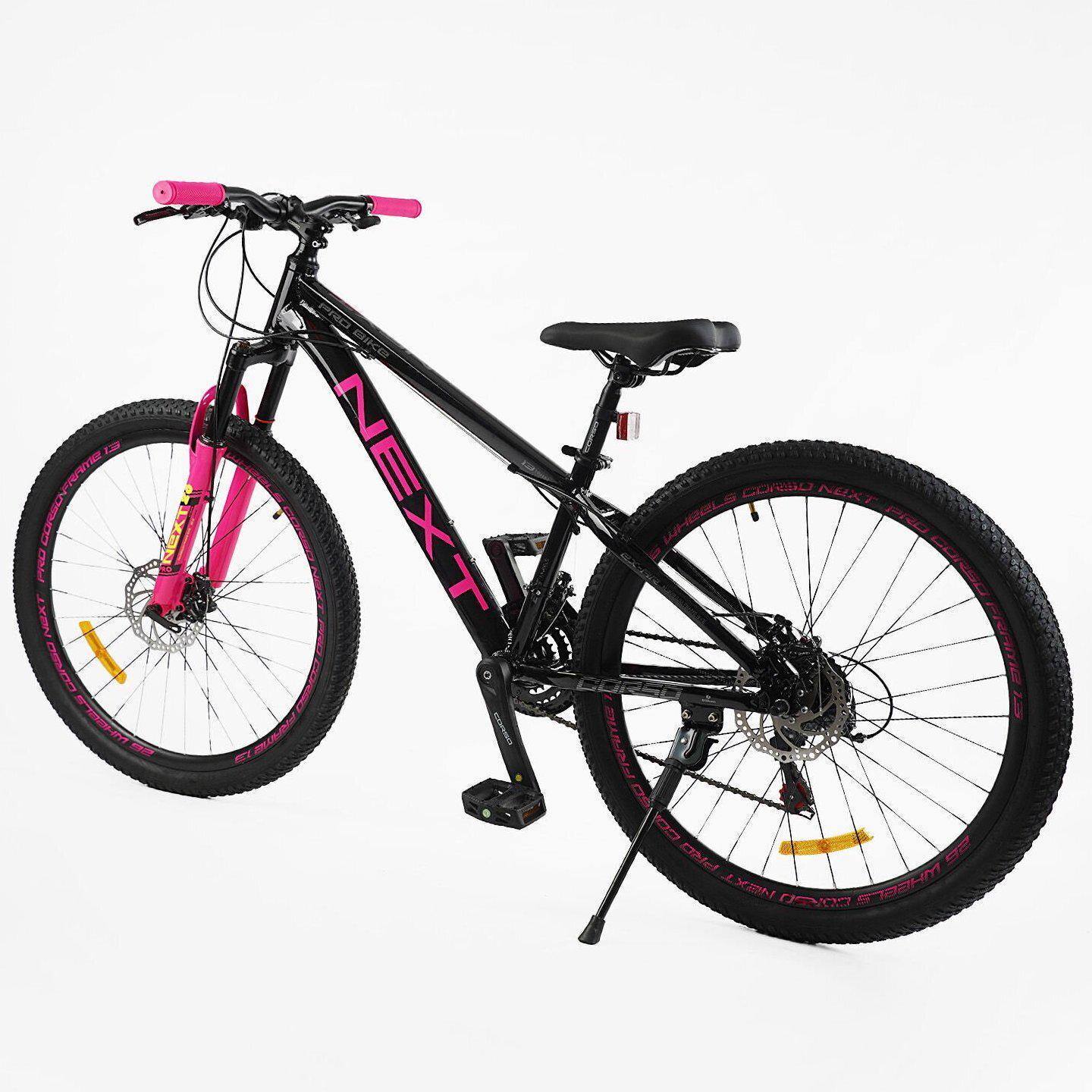 Велосипед горный Corso Next алюминиевый 26"/13" Черно-розовый (795701162) - фото 3