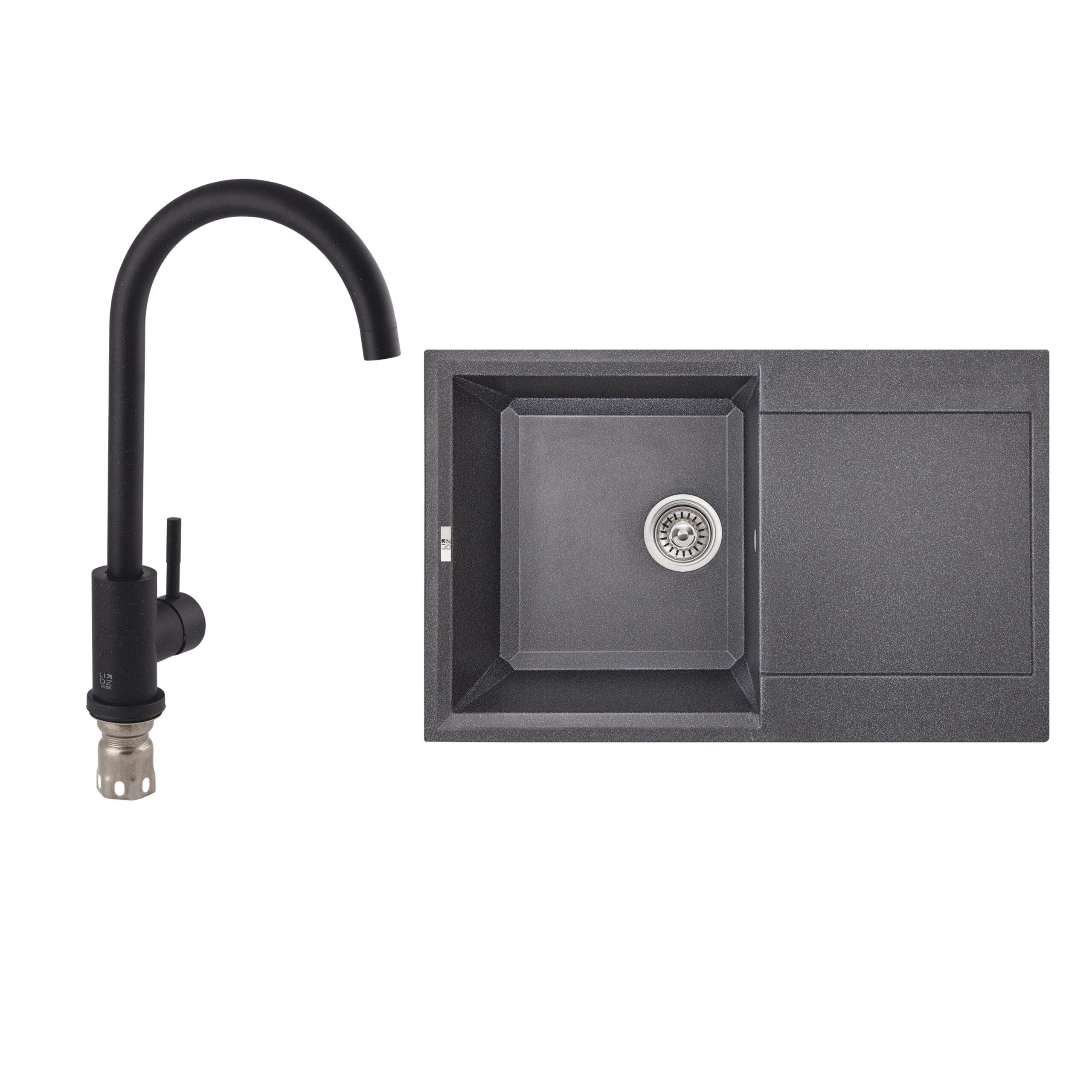 Мойка кухонная Lidz 790x495/230 BLA-03 (LIDZBLA03790495230)/смеситель для кухни Aria 015F BLA (k35)