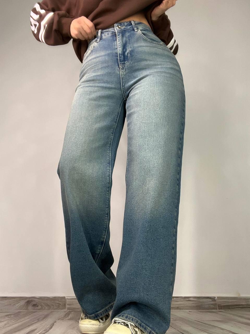 Джинси жіночі Zeo Basic 4741 palazzo jeans висока талія широкі палаццо стрейчеві вінтажні р. 36 Блакитний (3753) - фото 8