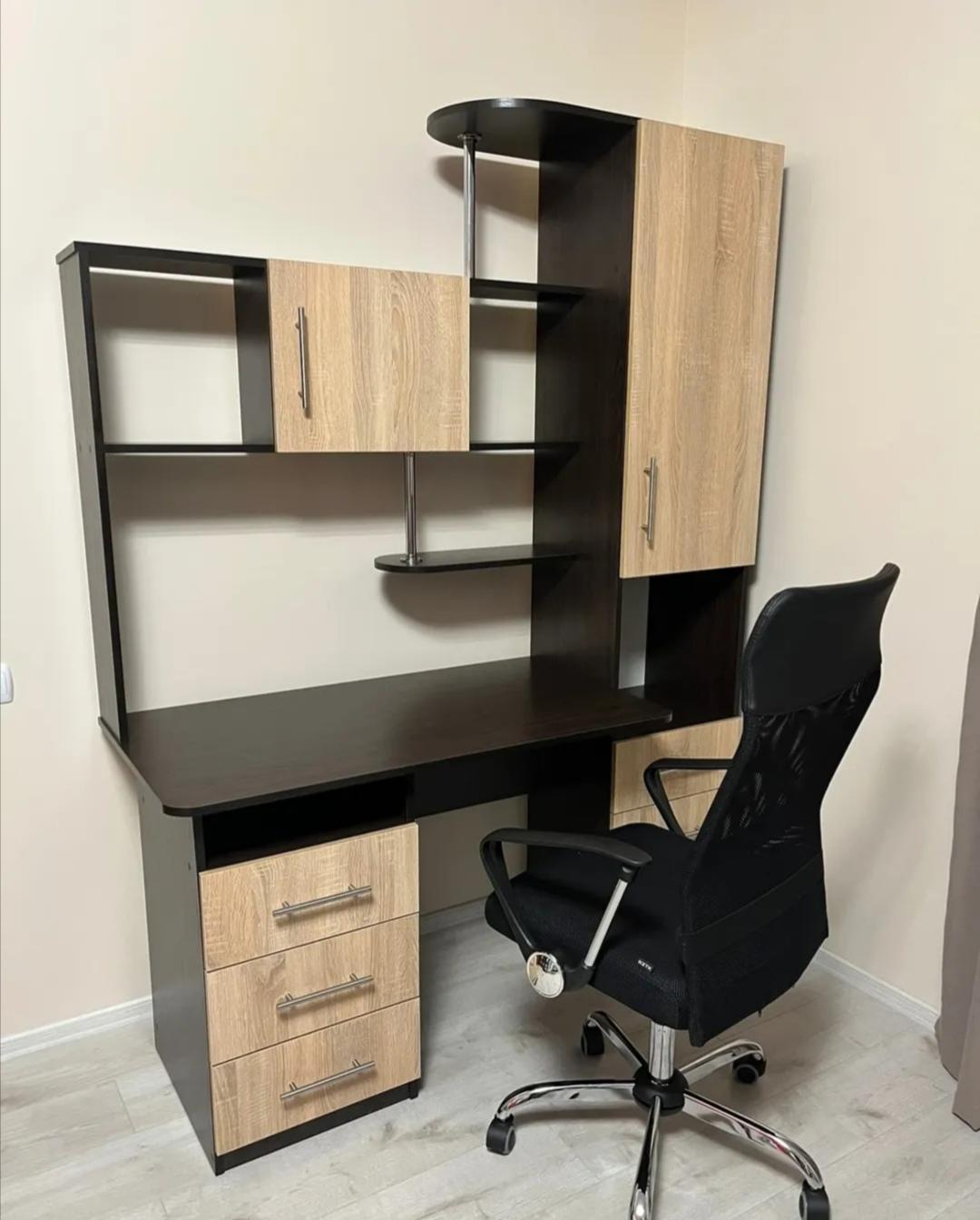 Стол компьютерный письменный Light-12 с надстройкой тумбой и полочками Венге/Дуб сонома - фото 2 Стол компьютерный письменный Light-12 с надстройкой тумбой и полочками Венге/Дуб сонома - фото 2