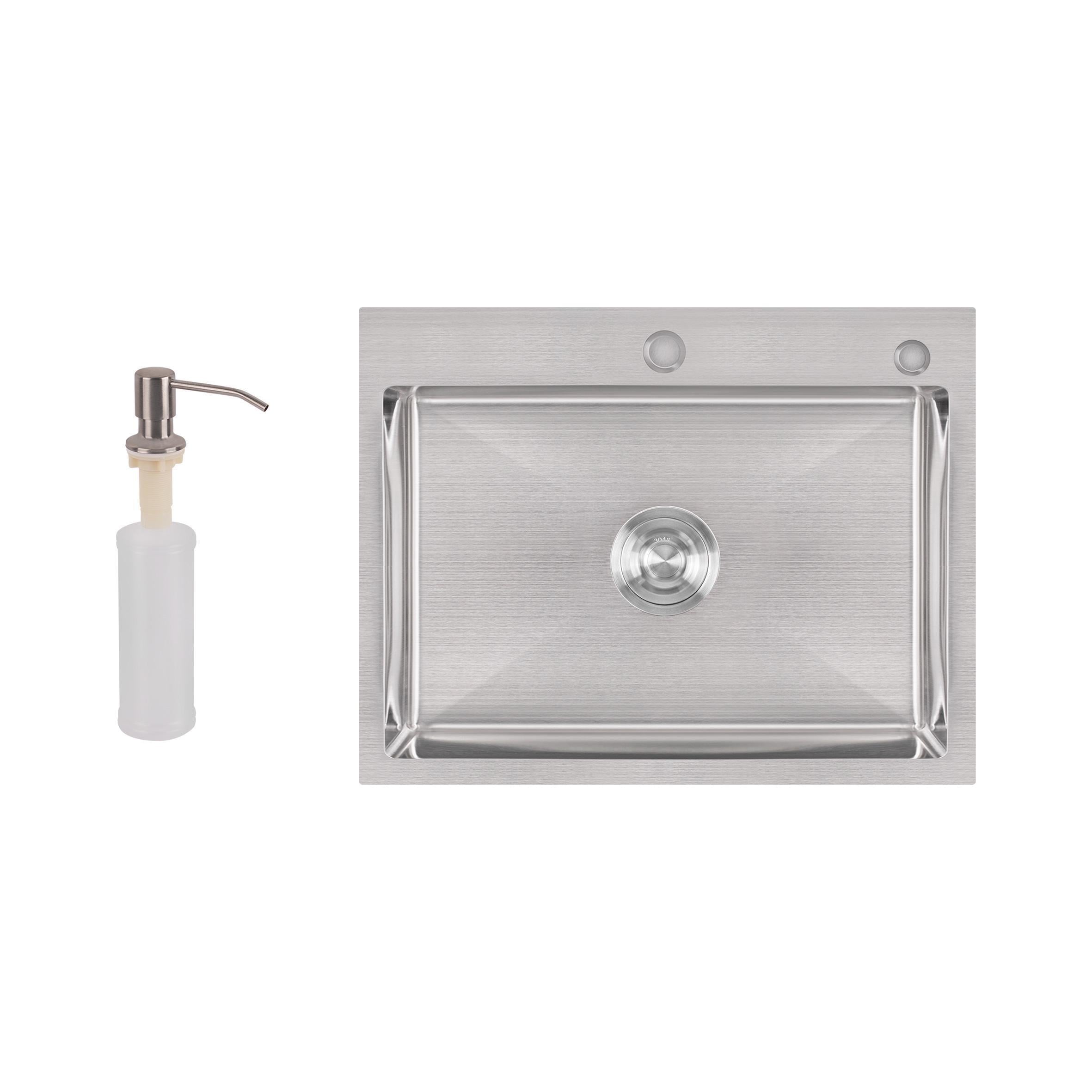 Мойка для кухни встроенная Handmade H5845 Lidz Brushed Steel 3,0/1,0 мм (LDH5845BRU35384)