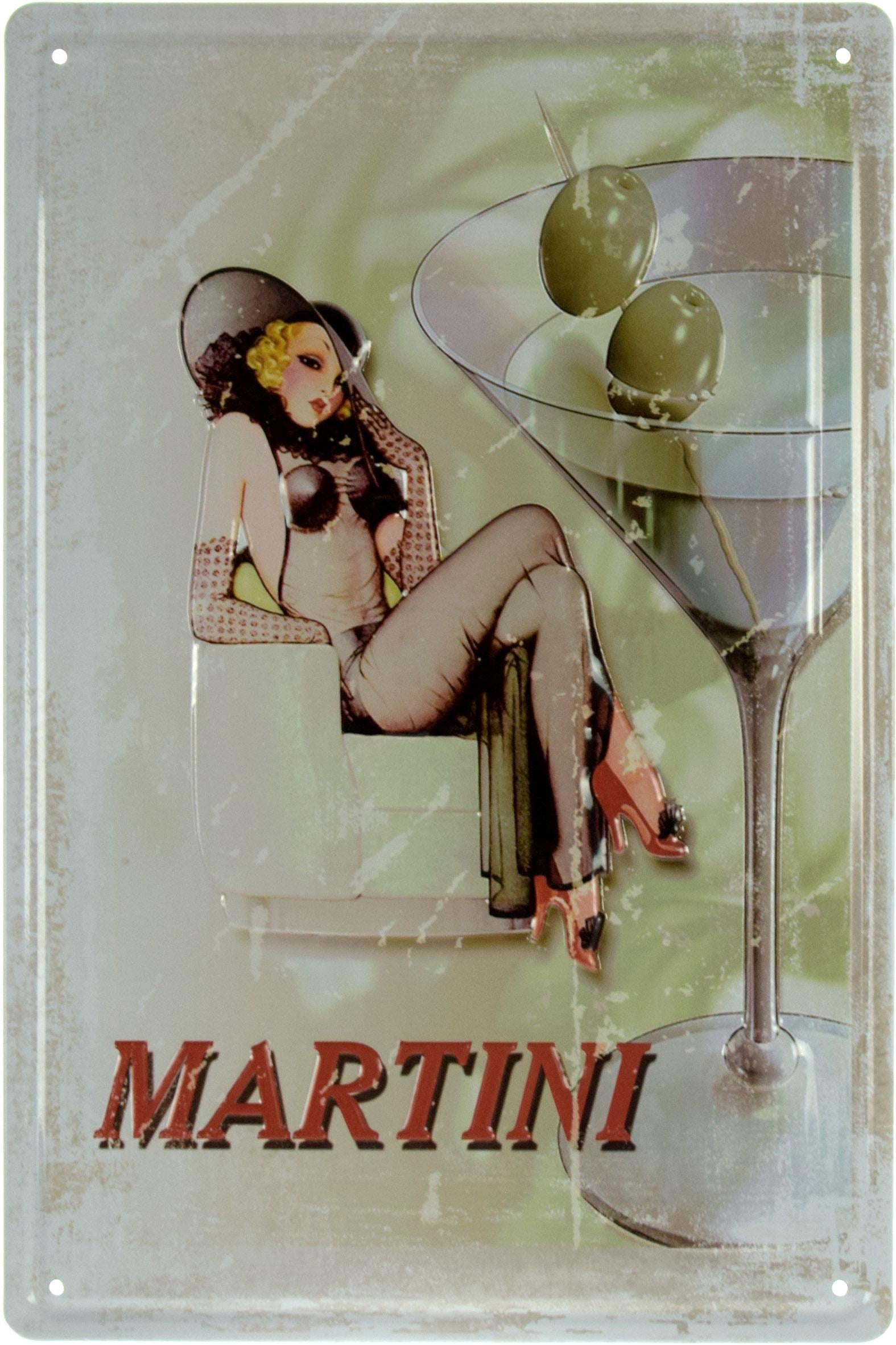Табличка металлическая Мартини/Martini Pin Up 20x30 см