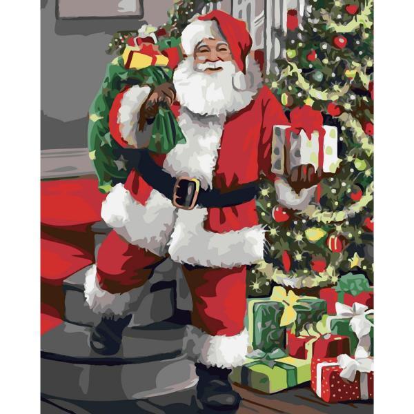 Картина по номерам Strateg Зимние и Новогодние сюжеты Подарок под елочку 40х50 см в термопакете (SY6259-mt)