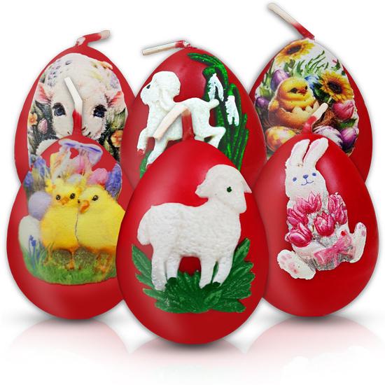 Набор пасхальные свечи яйцо декорированные 6 шт. Красный