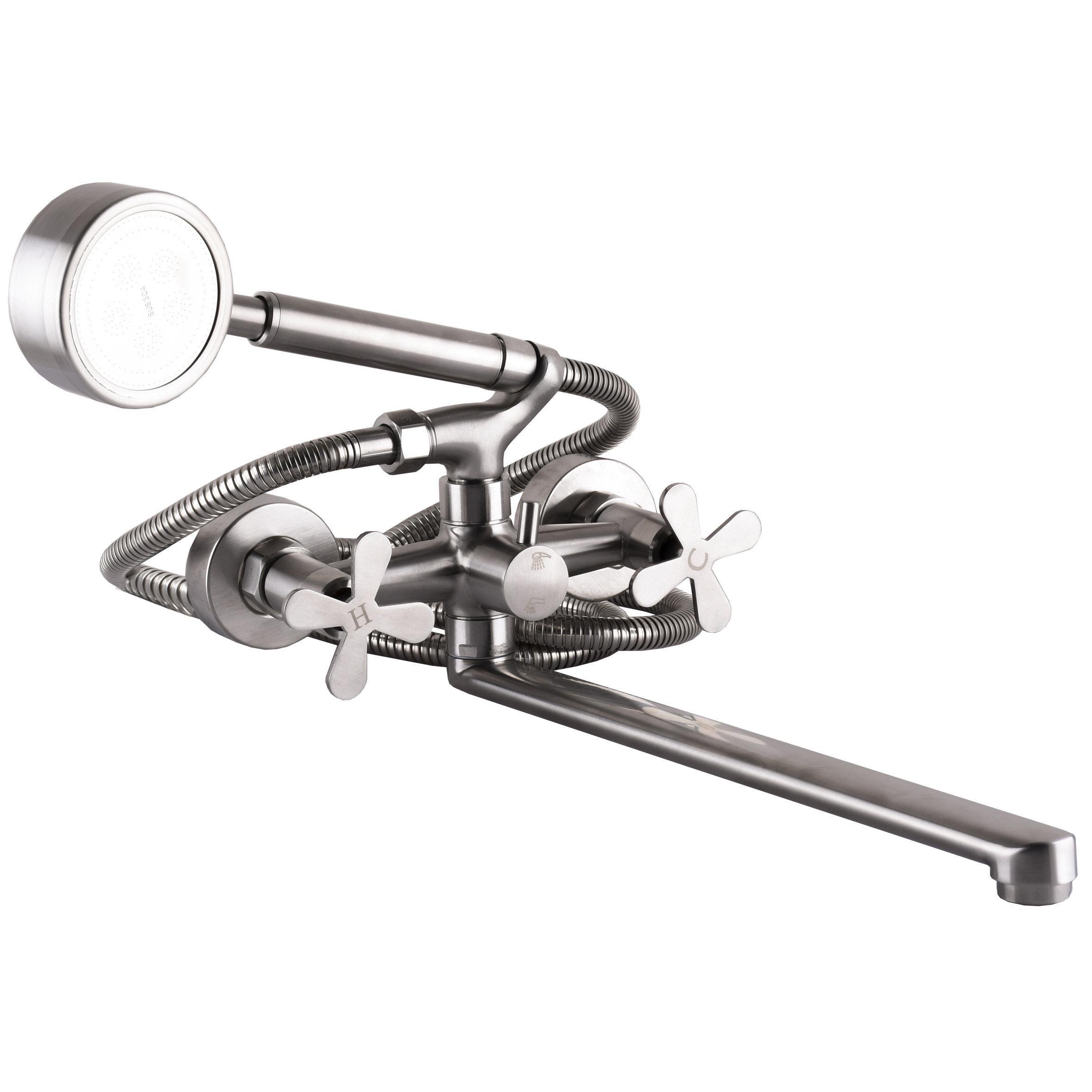 Смеситель для ванны Globus Lux нержавеющая сталь Сатин (24968)