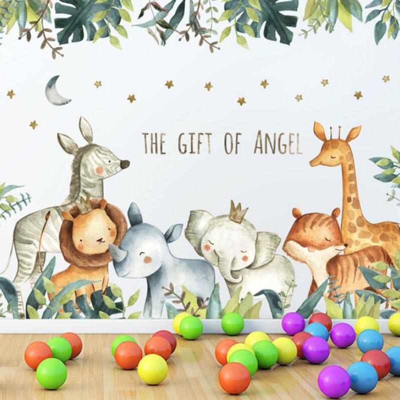 Набір вінілових наліпок Звірі в джунглях у дитячу кімнату на стіну для хлопчиків і дівчаток 30х90 см - фото 2 Набір вінілових наліпок Звірі в джунглях у дитячу кімнату на стіну для хлопчиків і дівчаток 30х90 см - фото 2