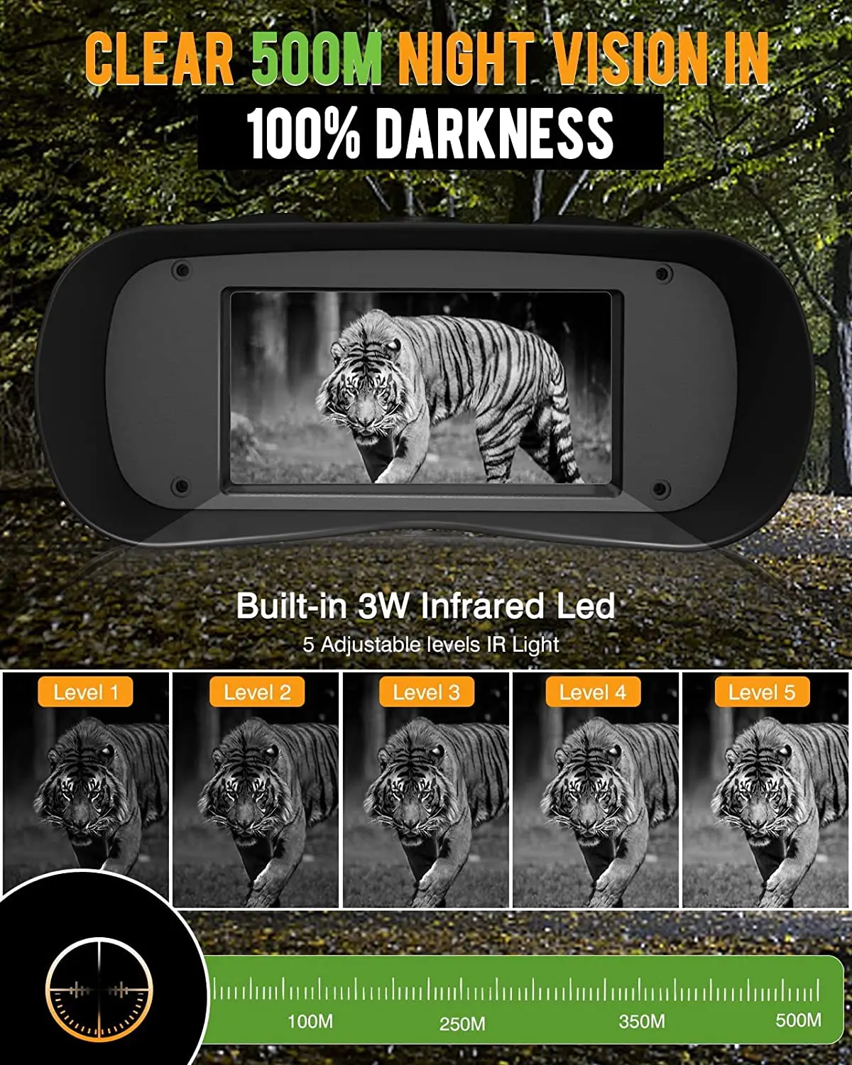 Бинокль ночного видения Night Vision NV500 5X 1080P Full Dark IR до 500 м - фото 9