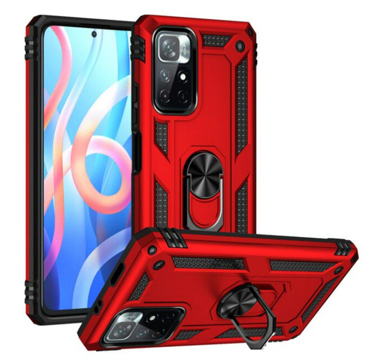 Противоударный чехол для Xiaomi Redmi Note 11/Note 11S Cosmic Robot Ring / Red