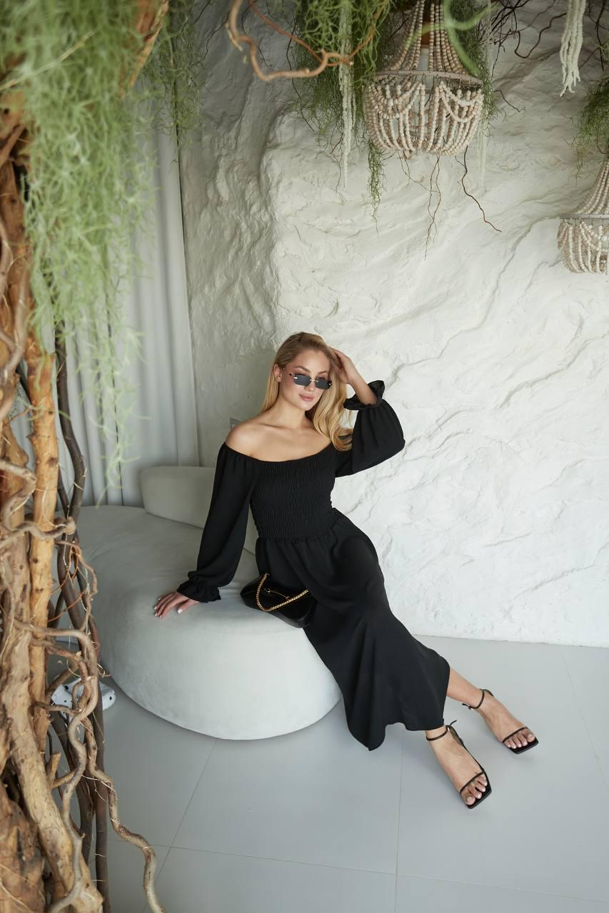 Платье женское креп-жатка р. 42-46 Черный (Г1467-237/Д) - фото 10