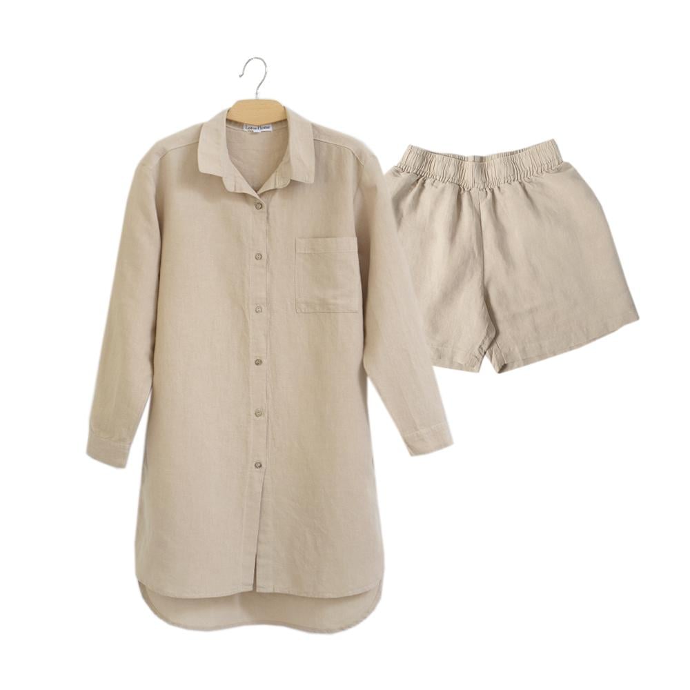 Рубашка домашняя Lotus Home Bruma длинная из льна S Бежевый (26843102) - фото 16 Рубашка домашняя Lotus Home Bruma длинная из льна S Бежевый (26843102) - фото 16