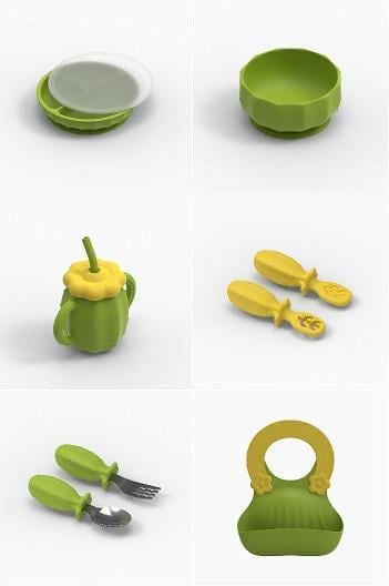Набор детской посуды Кактус на силиконовый присосках Зеленый (26571976) - фото 3