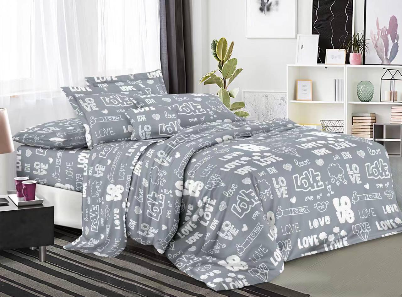 Комплект постельного белья Love евро бязь 200х215 см Серый (1782438996) Комплект постельного белья Love евро бязь 200х215 см Серый (1782438996)