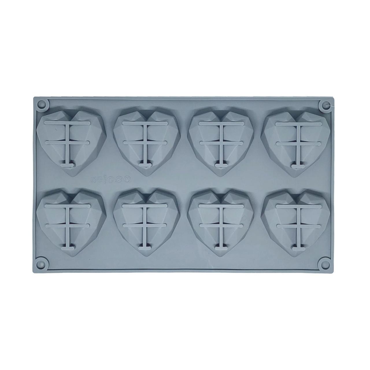 Форма силиконовая Profsil Хрустальное сердце 3D для евродесертов и печенья 8в1 Серый (204702-сер) - фото 4 Форма силиконовая Profsil Хрустальное сердце 3D для евродесертов и печенья 8в1 Серый (204702-сер) - фото 4