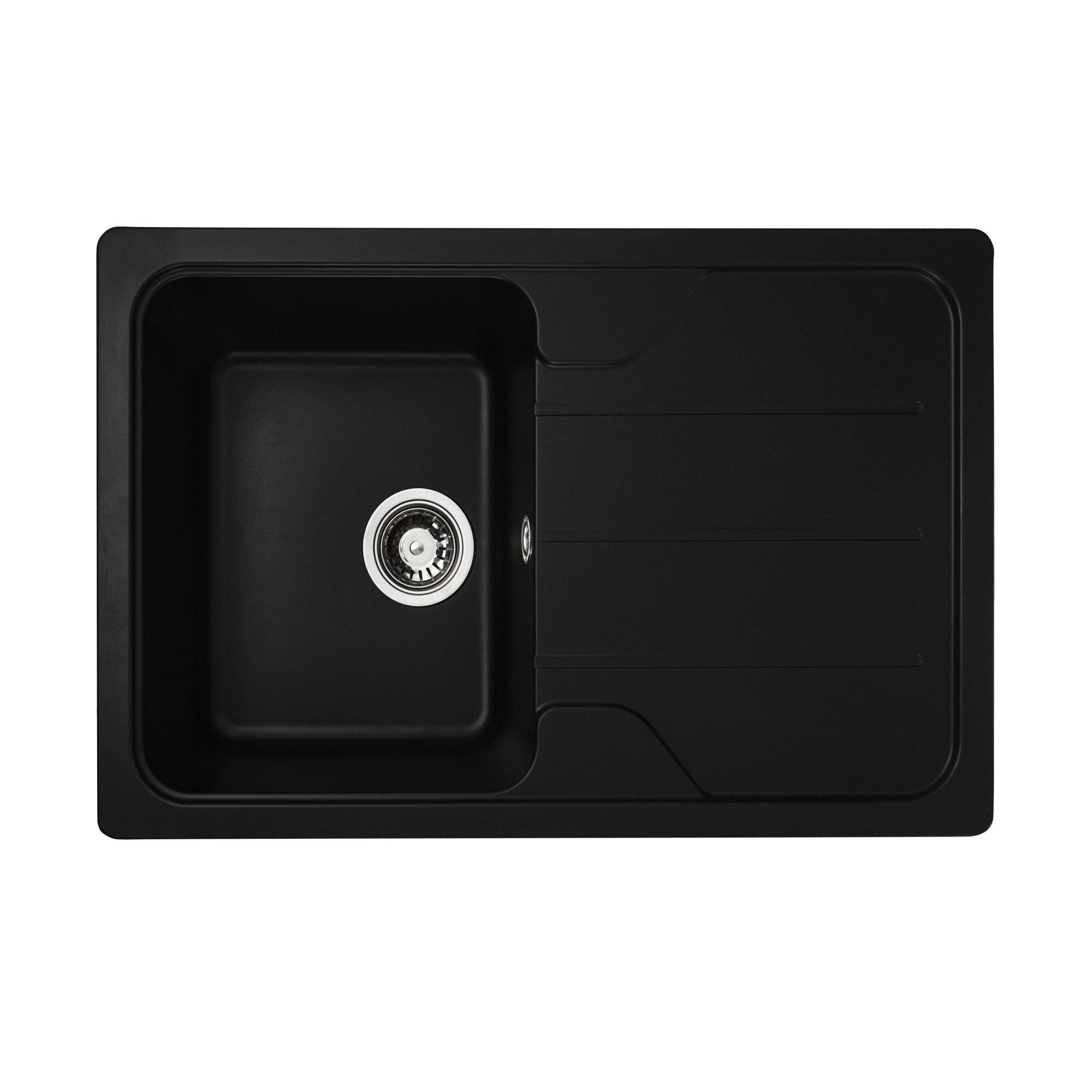 Мойка для кухни гранитная Platinum 7850 CAMELIA глянцевая Черный