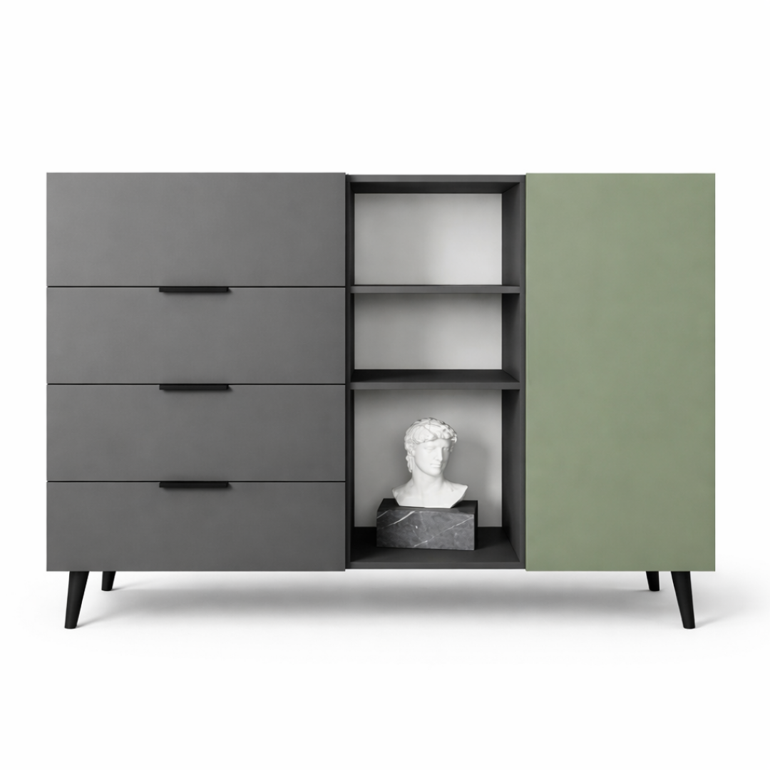 Комод з центральною нішею з полицями на ніжках (RM4B1F1500DGDGGR)