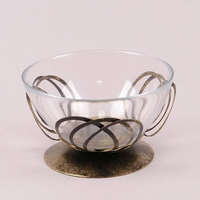 Конфетница стеклянная на металлической подставке Flora 12,5 см (3203)