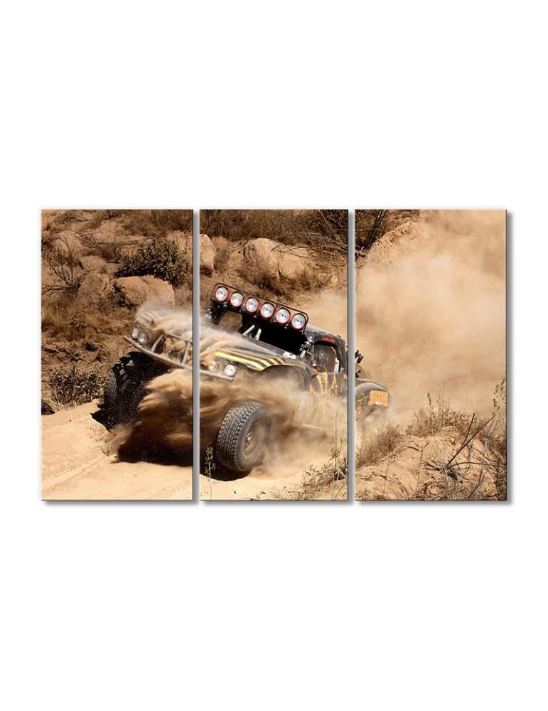Картина модульная Ралли на песках 3 модуля 90x135 см