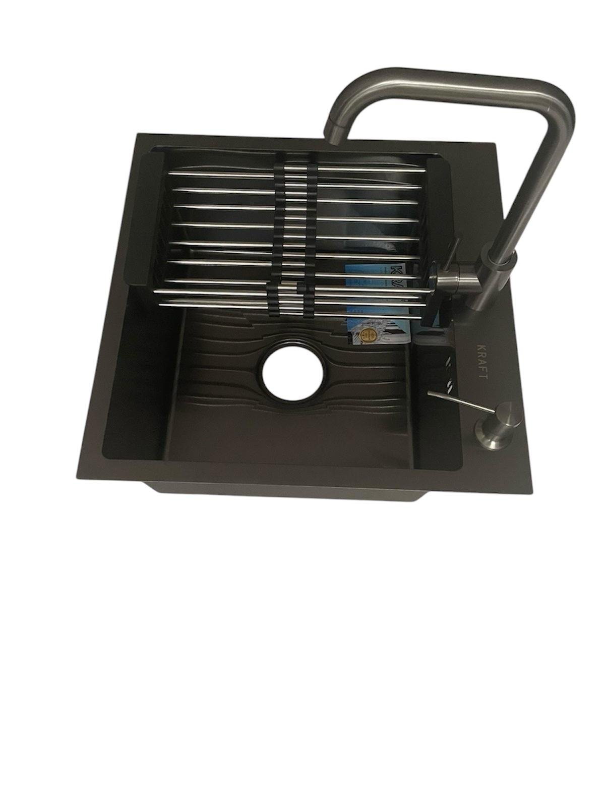 Мийка кухонна Kraft 5050 PVD Чорний/змішувач для кухні Kraft із нержавіючої сталі Чорний