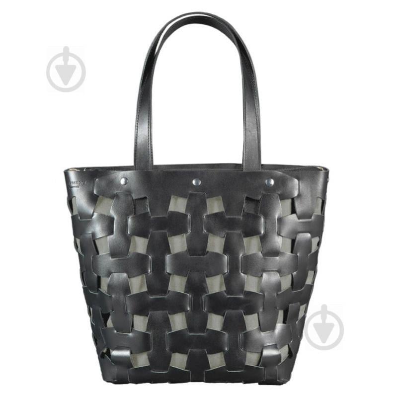 Шкіряна плетена сумка жіноча BlankNote Пазл Krast L Чорна (BN-BAG-33-g)