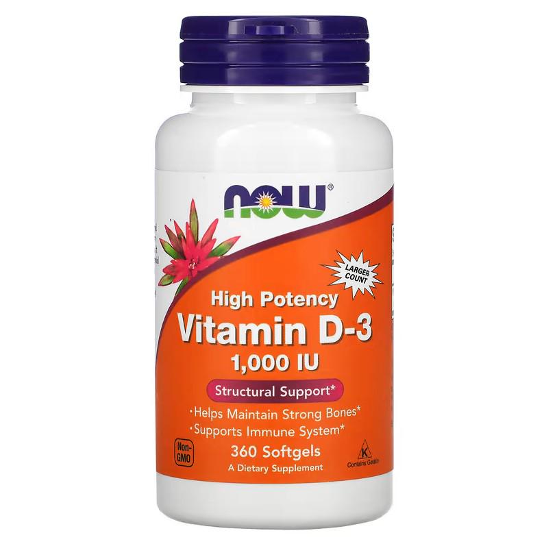 Витамины Now Foods Vitamin D-3 High Potency 1,000 IU 360 капсул