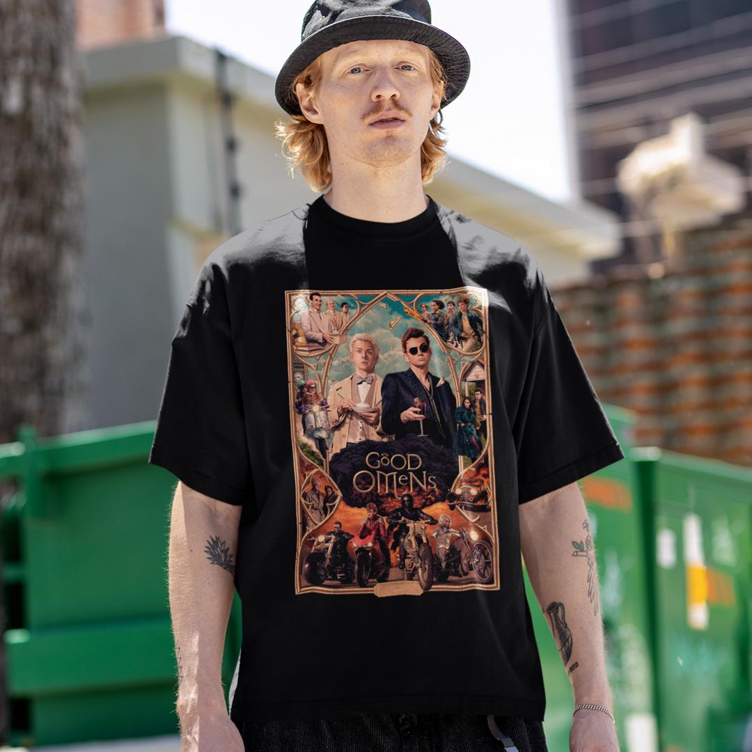 Футболка унисекс Good Omens Characters 2XL Черный (00000010855)
