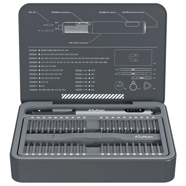 Электроотвертка с набором бит Duka ATuMan Electric Screwdriver Set E3 95в1 Black