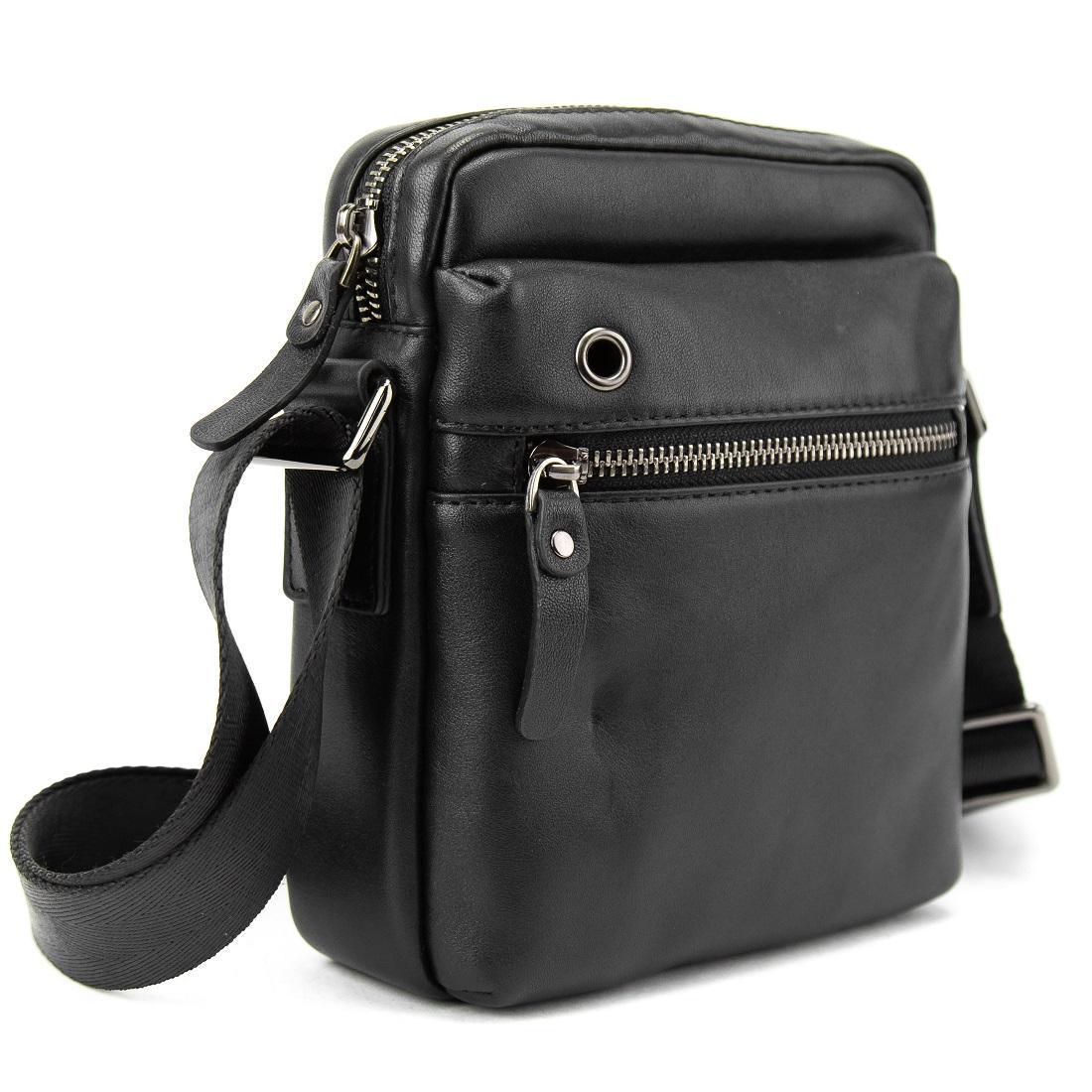 Мужская сумка из кожи маленькая Tiding Bag 8718A Черный (2776862237)
