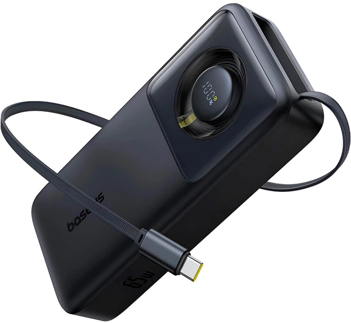 Повербанк для ноутбука Baseus 20000 mAh 65 W Free2Pull Power Bank with Retractable Cable 1 Type-C/PD/QC3A Cosmic Black