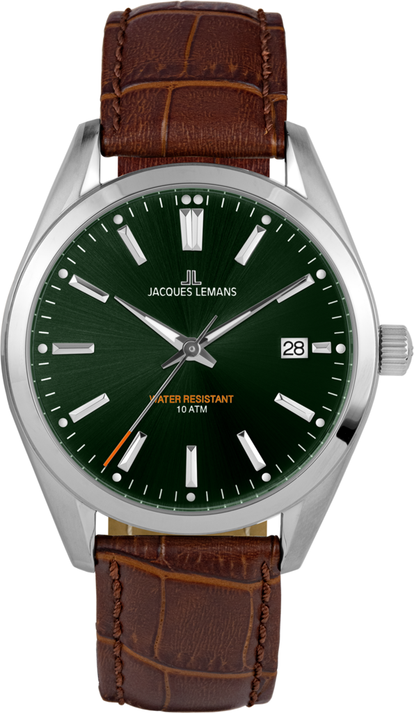 Наручные часы мужские Jacques Lemans Derby 1-1859D со стальным корпусом WR 100 м и зеленым циферблатом