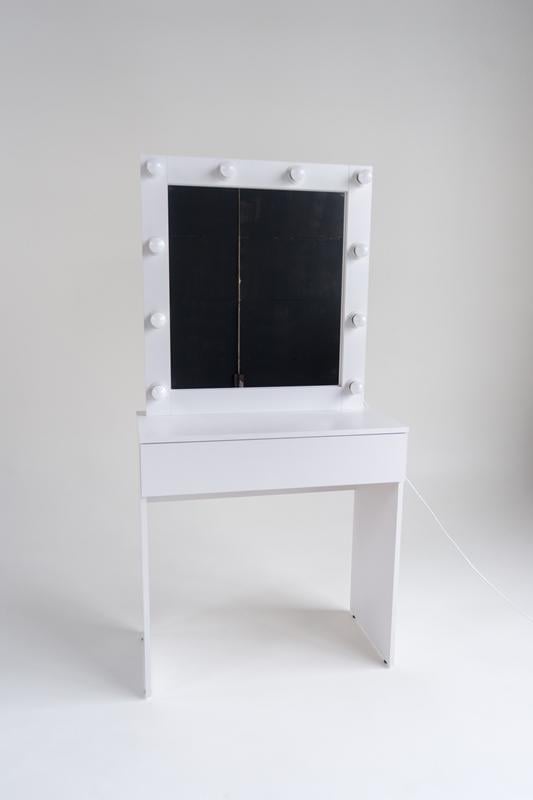 Стіл для візажиста з підсвічуванням та висувним ящиком Білий (М612-01)