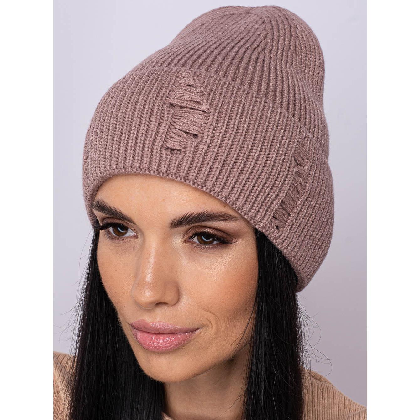 Шапка женская шерстяная Leks Нирвана one size Темно-пудровый