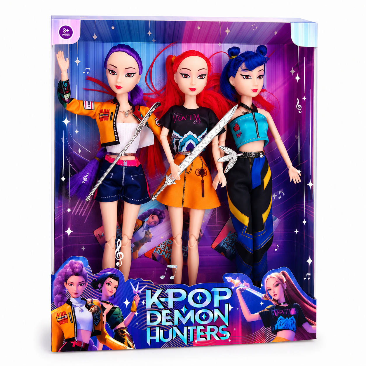 Набір ляльок K-Pop Demon Hunters шарнірні співаючі мисливиці на демонів зі зброєю 3 шт. (3137297203) Набір ляльок K-Pop Demon Hunters шарнірні співаючі мисливиці на демонів зі зброєю 3 шт. (3137297203)