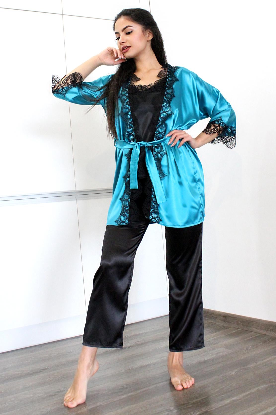 Домашній костюм Ghazel 17111-24 Сицилія р. 46 Бірюзовий/Чорний (5611146)