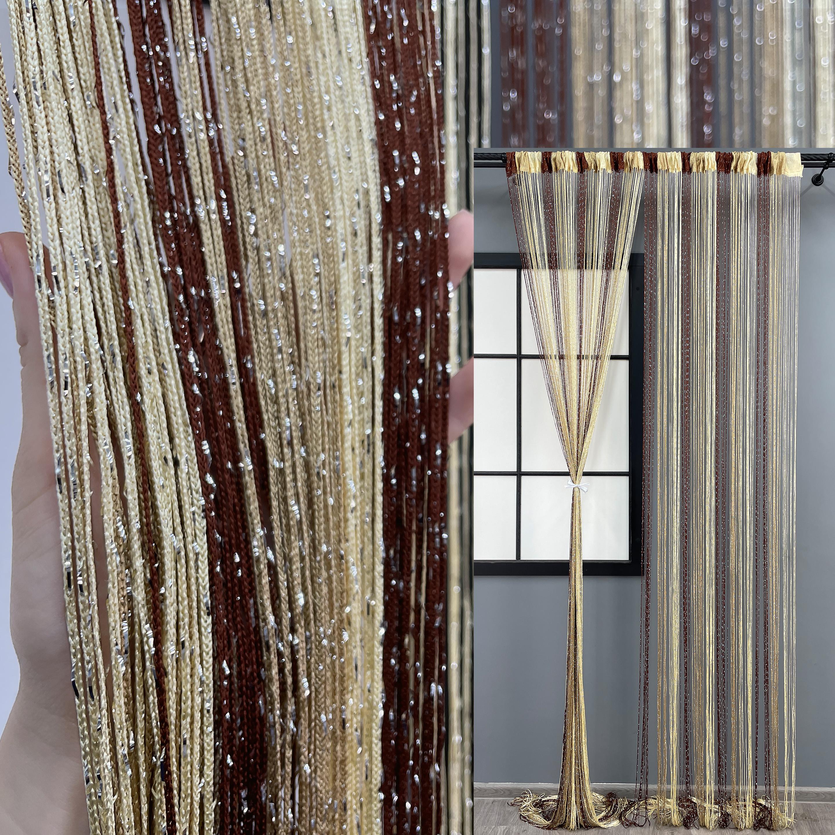 Шторы-нити с люрексом 300х300 см Венге/Ореховый/Молочный (61-078) - фото 2 Шторы-нити с люрексом 300х300 см Венге/Ореховый/Молочный (61-078) - фото 2