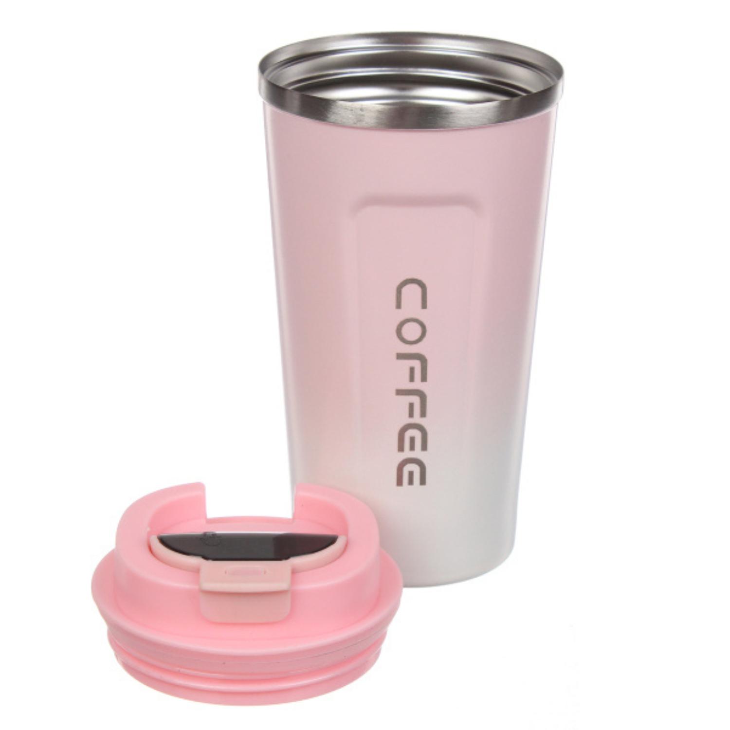 Термокружка Jooki Coffee металлическая с индикацией 500 мл Розовый (2307)