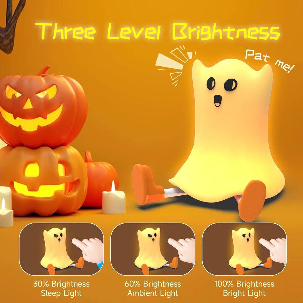 Нічник дитячий силіконовий Привид м'який сенсорний з акумулятором Білий (S06) - фото 2