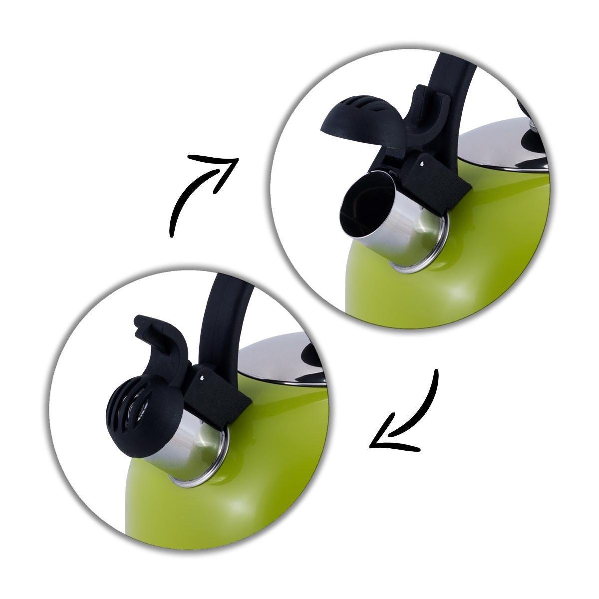 Чайник со свистком Kamille KM-0679А из нержавеющей стали 2,5 л Зеленый (150-84-0679А) - фото 2