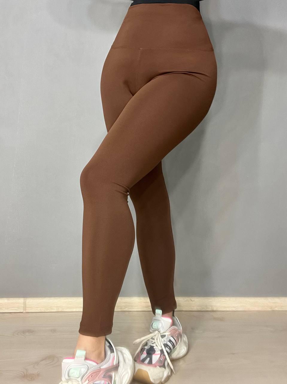 Лосины женские Oysho 101 NanoFit с широким поясом тонкие 2XL Коричневый (4048) - фото 9
