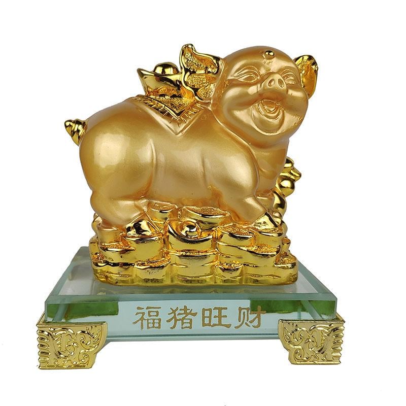 Статуэтка Свинка с чашей богатства 11,5 см Желтый (С0051)