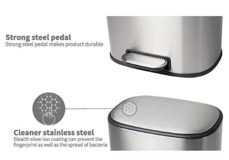 Мусорное ведро овальное MIXXUS Premium Diverse-TC0112 SS Color с плавным закрыванием 12 л Нержавеющая сталь - фото 10 Мусорное ведро овальное MIXXUS Premium Diverse-TC0112 SS Color с плавным закрыванием 12 л Нержавеющая сталь - фото 10