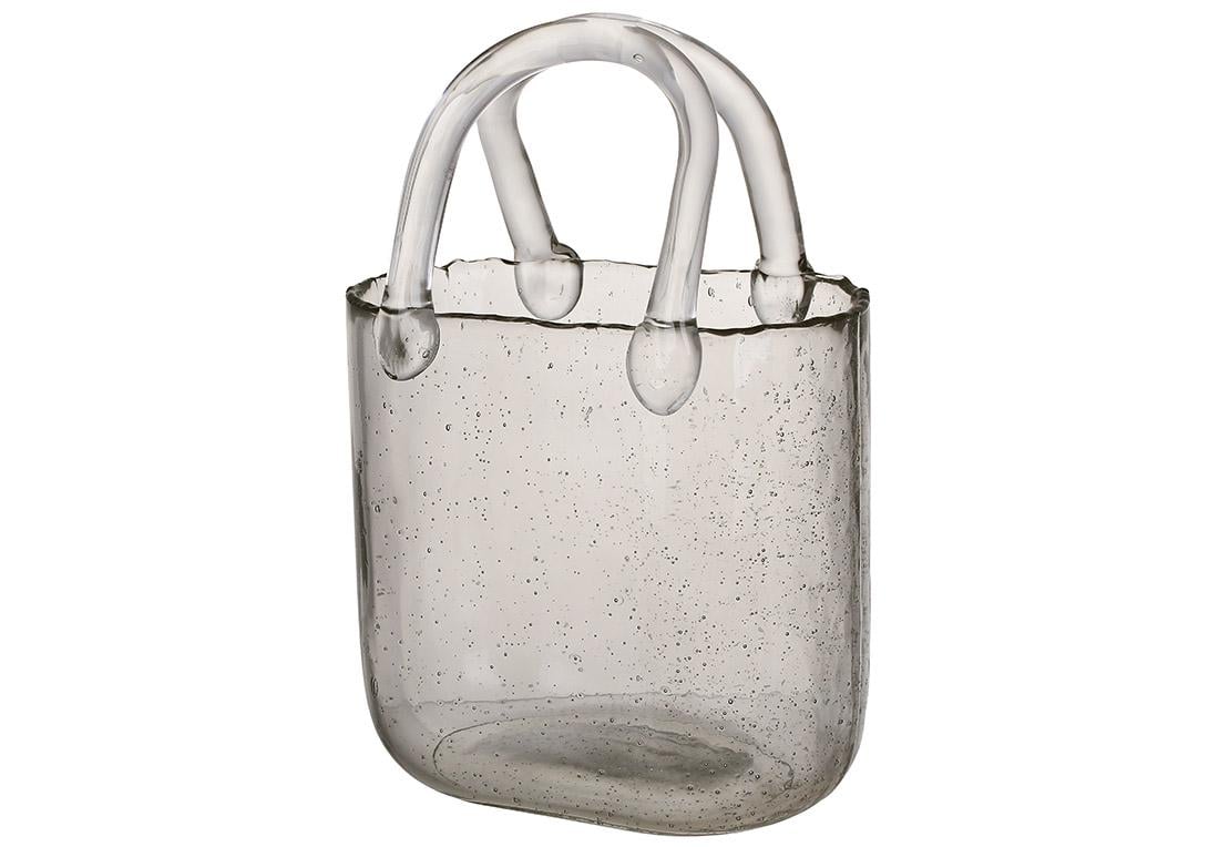 Ваза стеклянная в форме сумочки 15х9х22,5 см Дымчато-серый Ваза стеклянная в форме сумочки 15х9х22,5 см Дымчато-серый