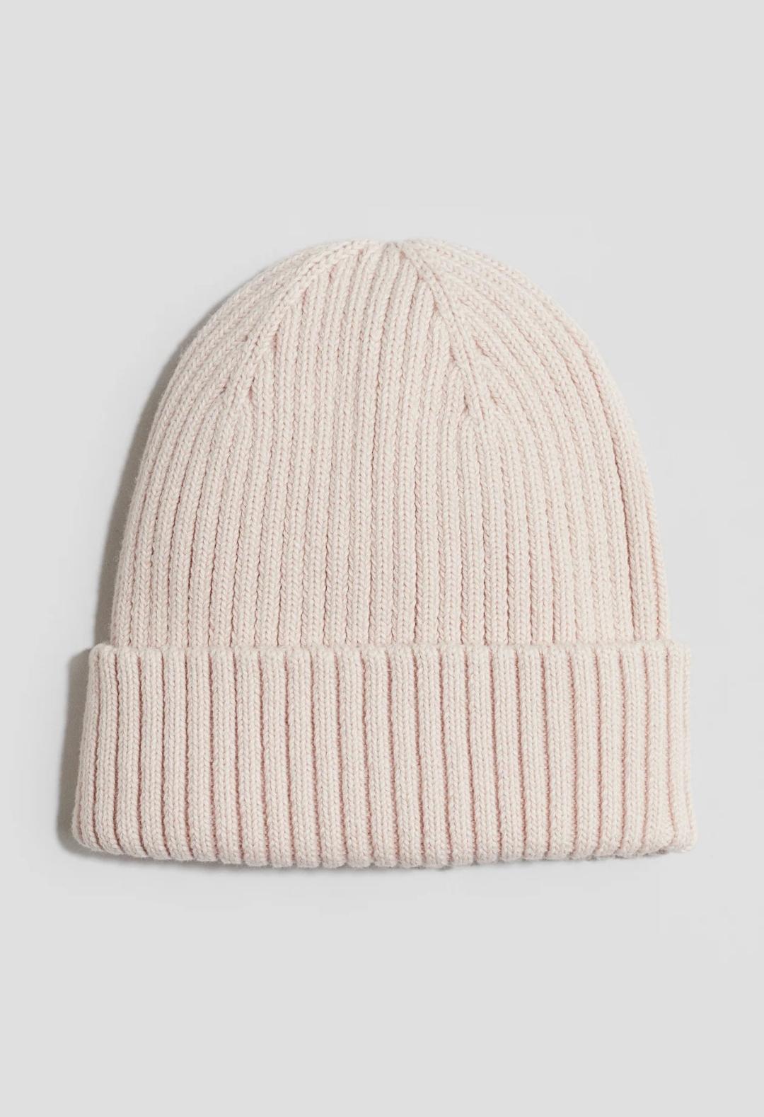 Шапка-бини вязаная для девочки H&M демисезонная р. 50-52 Пудровый (26010703A)