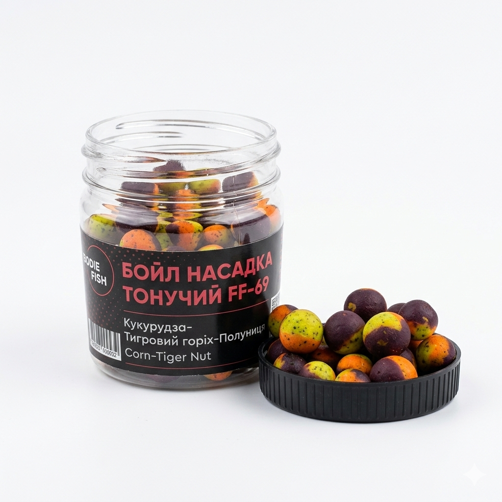 Бойлы насадочные Foodie Fish 10-12 мм 50 г Кукуруза/Тигровый орех/Клубника (2607182237)