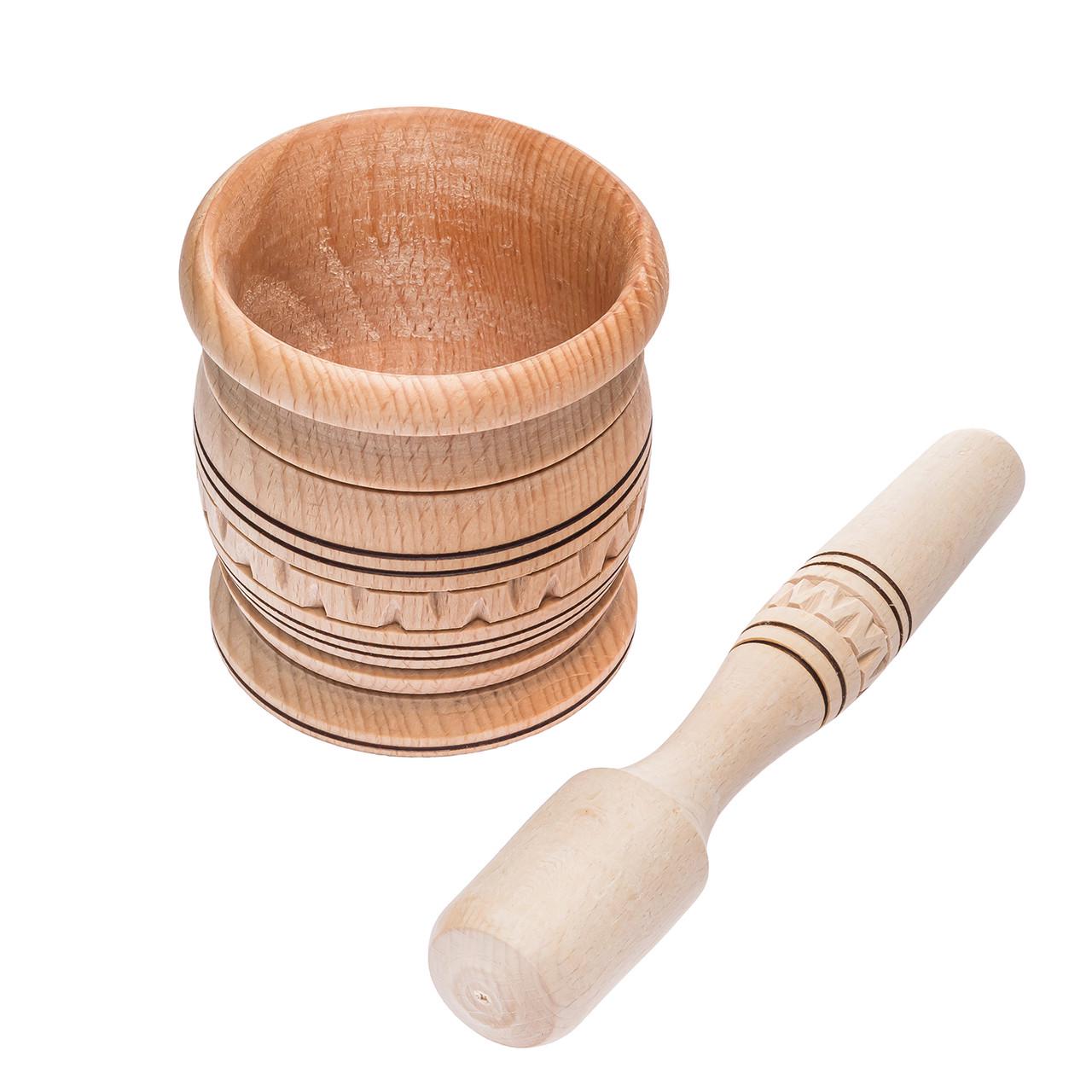 Ступка с пестиком деревянная с резьбой 8,5х9,5 см (1759620173) - фото 5 Ступка с пестиком деревянная с резьбой 8,5х9,5 см (1759620173) - фото 5