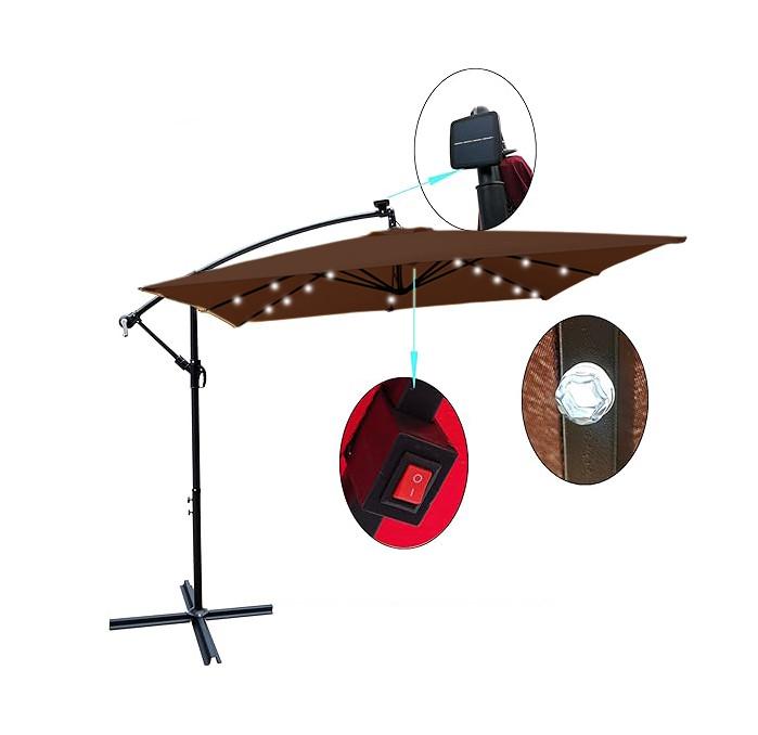 Парасолька садова WCG c LED-підсвічуванням з чохлом 2,5х2,5 м Коричневий (W-7055LED-BR) - фото 5